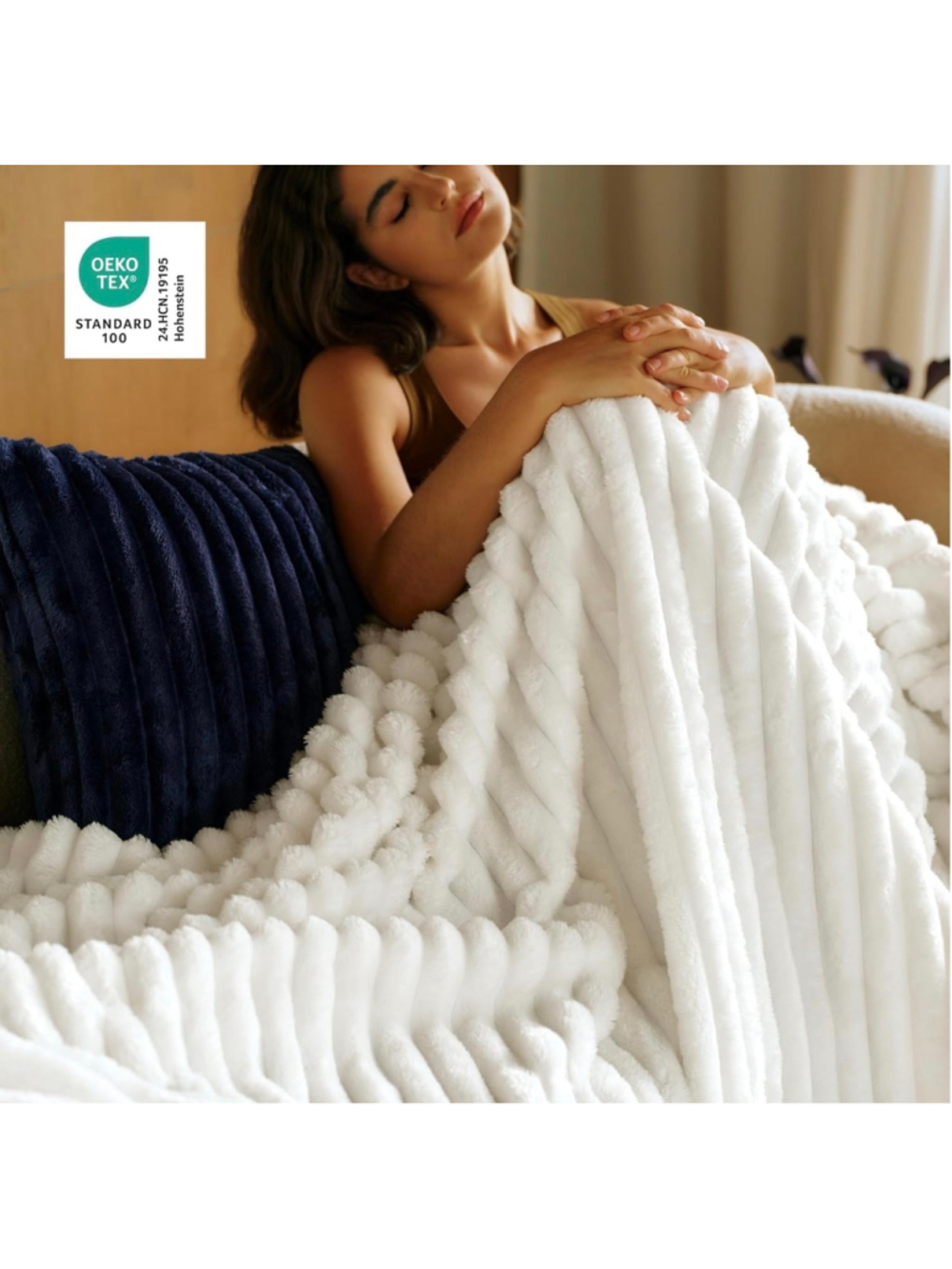 NEW Bedsure Fleece Throw Blanket Cream White 50x60